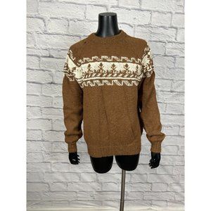Vintage 70's Handmade Women's‎ Brown Sweater Fair Isle Pattern Needs Repair